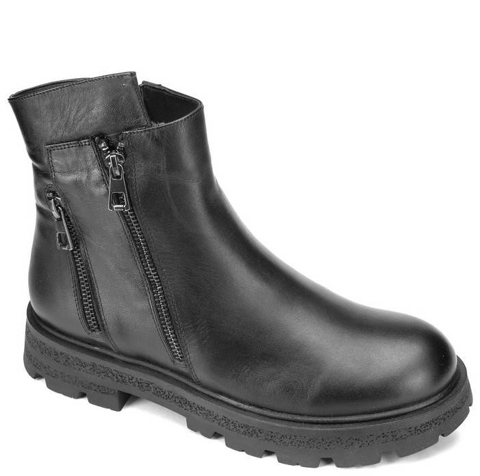 Ботинки жен. 109042-black-2 кожа-мех черный